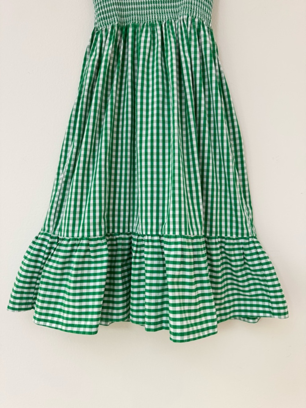 Little English Green Gingham Smocked Sundress with Ruffle Hem, Size 5 - Picture 3 of 10